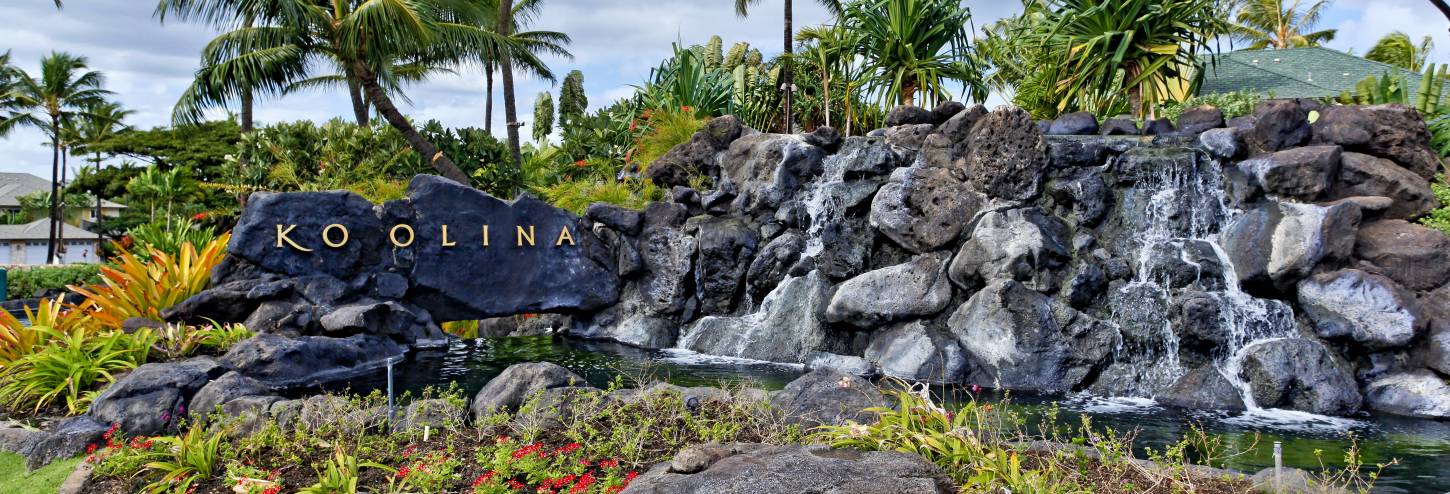 Picture of the Water Fountain at the Entrance of our Ko Olina Rentals.