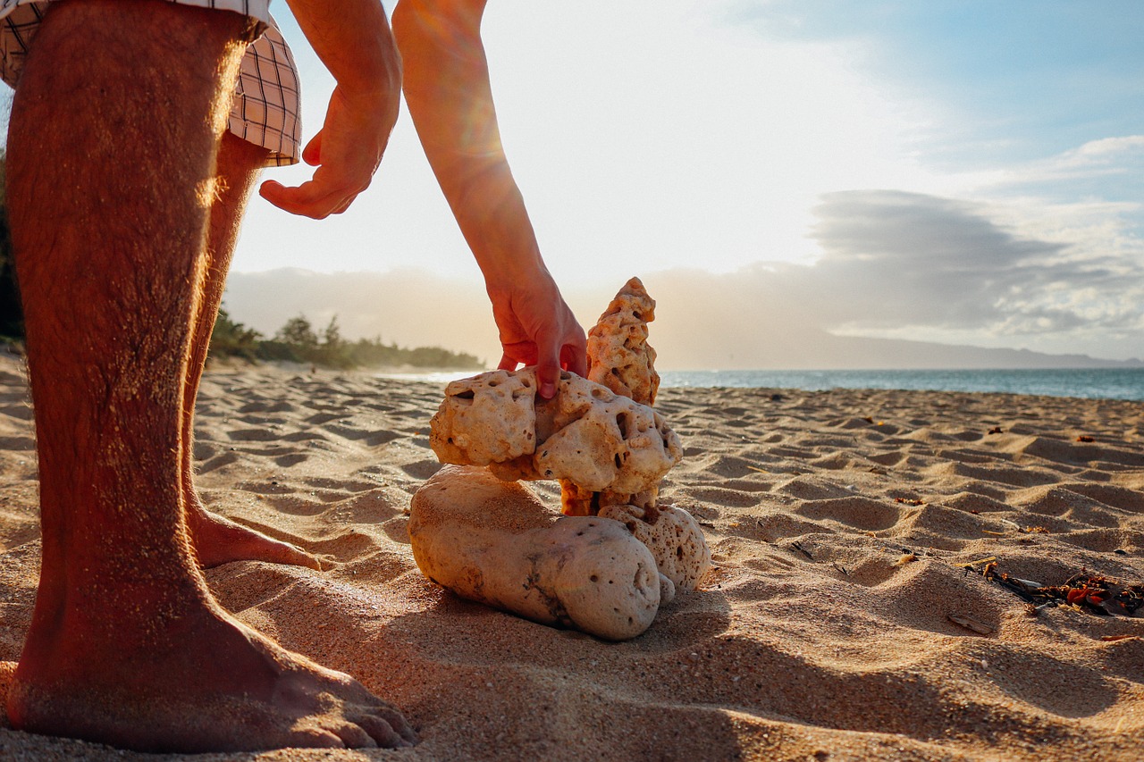 Stacking shells during a Oahu Getaway