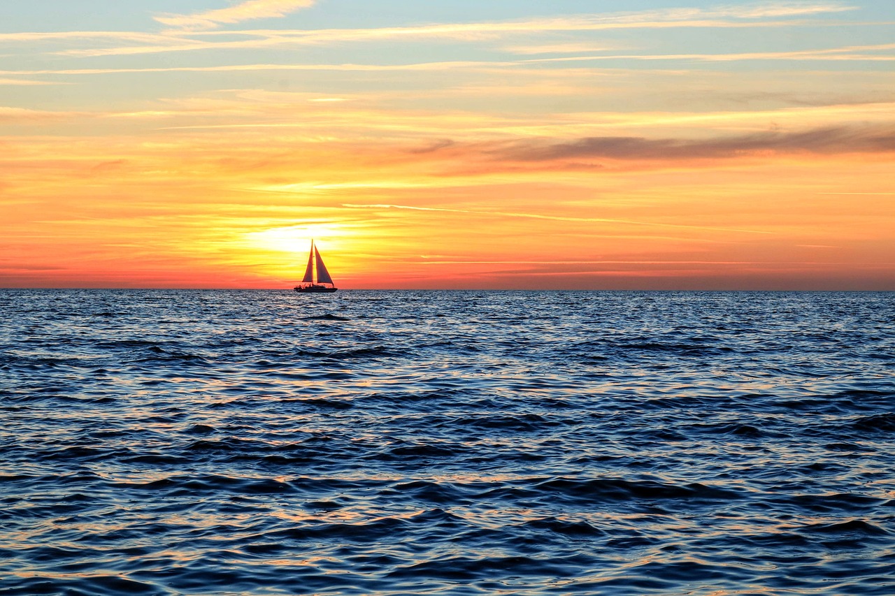 A boat against the sunset