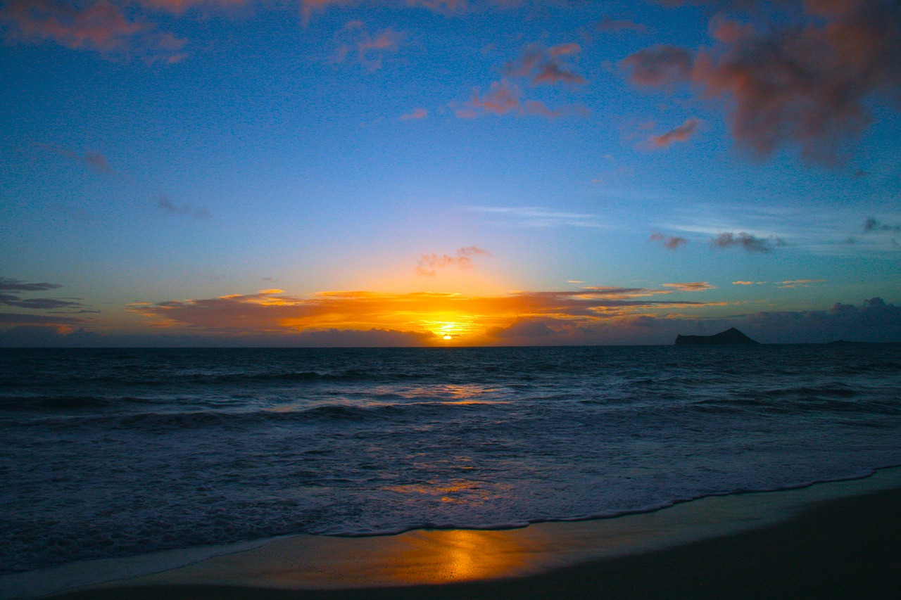 Sunset on the beach in Oahu